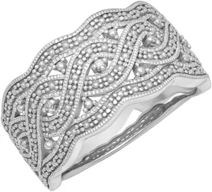 925 Sterling Silver Rings for Women, Diamond-Accent Braided Wedding Bands for Her, Silver Promise Ring or Anniversary Ring; Silver Jewelry Wedding Rings for Women, by Brilliant Expressions