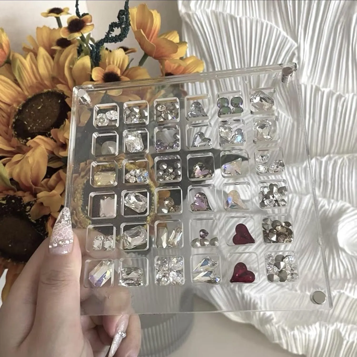 Acrylic Magnetic Seashell Display Box,Clear Organizer Box Container Craft Storage for Beads,nails,jewelrys,Gemstones,Seashell