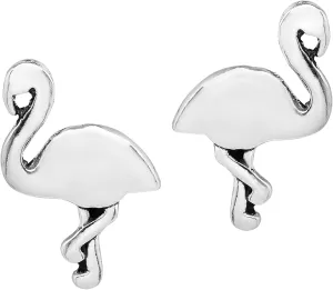 AeraVida Adorable Tropical Flamingo .925 Sterling Silver Stud Earrings | Silver Flamingo Earrings | Sterling Silver Stud Earrings | Bird Earrings For Women