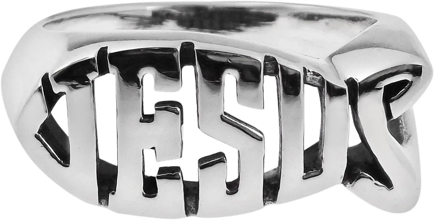 AeraVida Jesus Fish Ichthys Christian Symbol .925 Sterling Silver Ring | Tiny Wedding Rings For Women | Trendy Comfort Fit Silver Rings for Women | Religious Ornament | Sterling Silver Rings Sizes 6-12