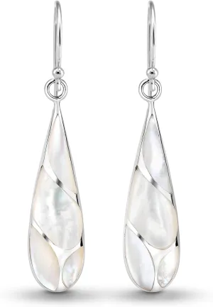 AeraVida Vintage Stone Teardrop Birthstone Sterling Silver Earrings, 9x45 mm | Dangle Earrings for Women