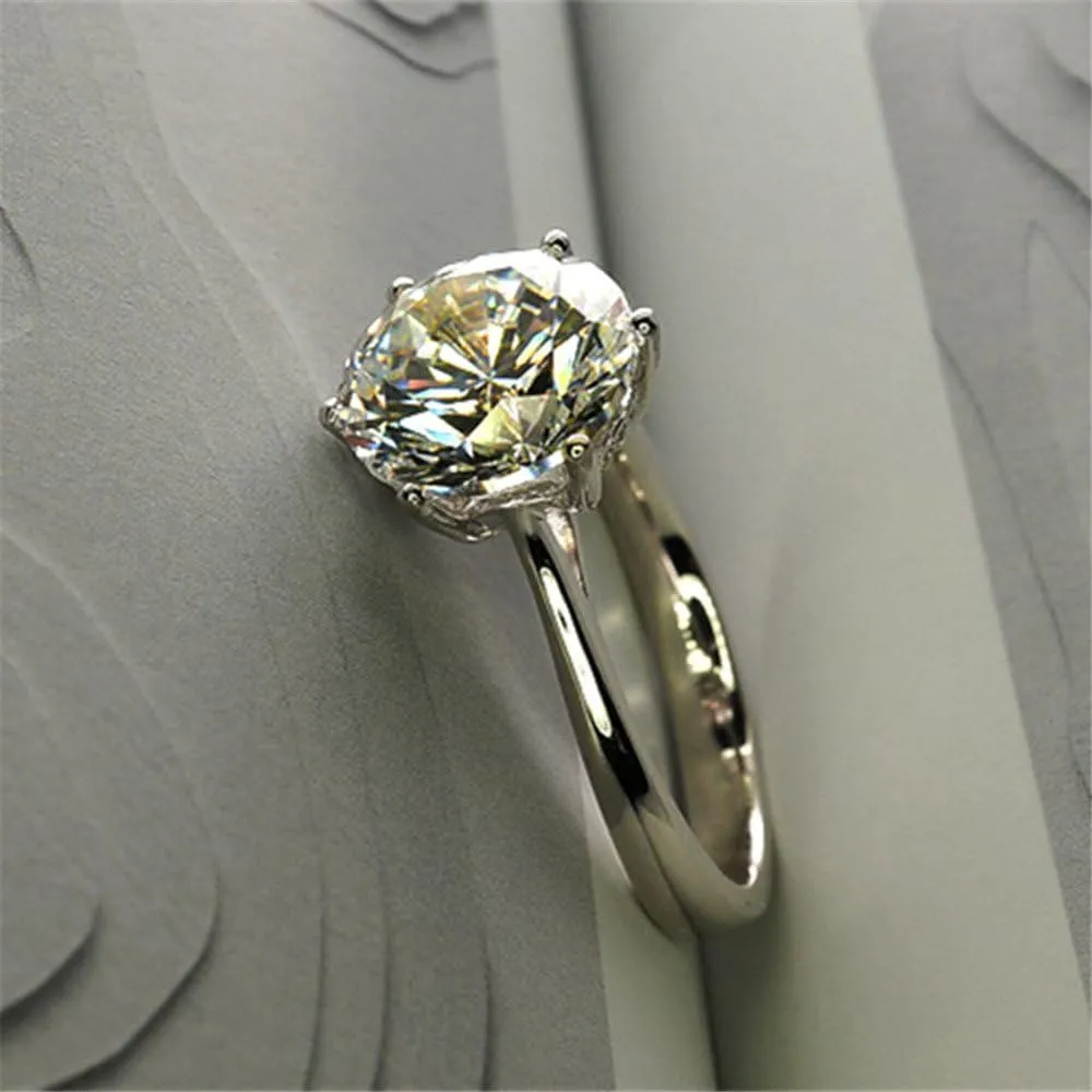 AINUOSHI 1/2/3/4 Carat Moissanite Engagement Rings for Women, 925 Sterling Silver Solitaire Round Cut (10mm) Diamond Wedding Band D-E Color Grade Gift for Wedding Anniversary
