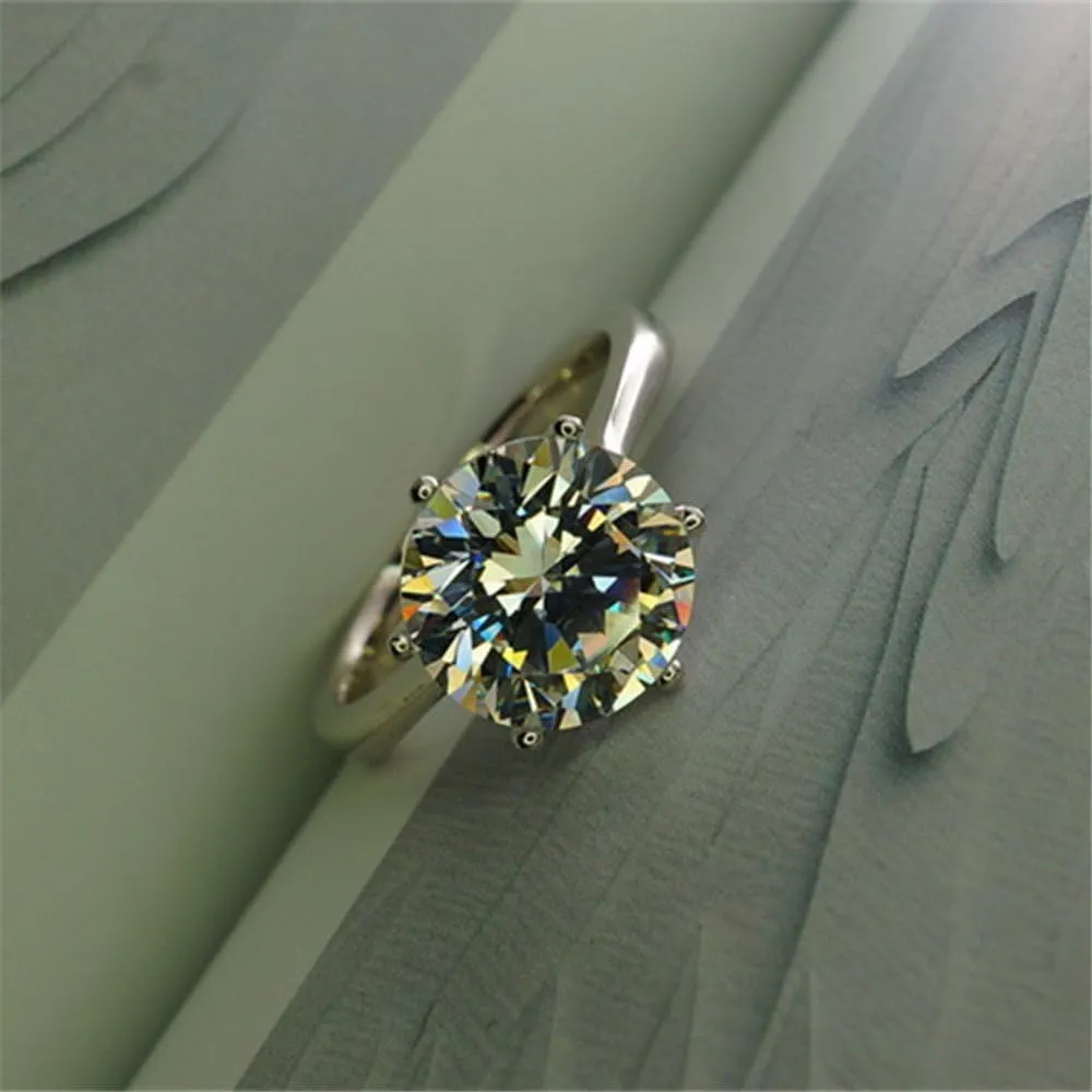 AINUOSHI 1/2/3/4 Carat Moissanite Engagement Rings for Women, 925 Sterling Silver Solitaire Round Cut (10mm) Diamond Wedding Band D-E Color Grade Gift for Wedding Anniversary