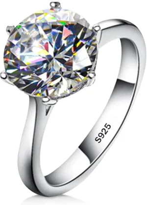 AINUOSHI 1/2/3/4 Carat Moissanite Engagement Rings for Women, 925 Sterling Silver Solitaire Round Cut (10mm) Diamond Wedding Band D-E Color Grade Gift for Wedding Anniversary