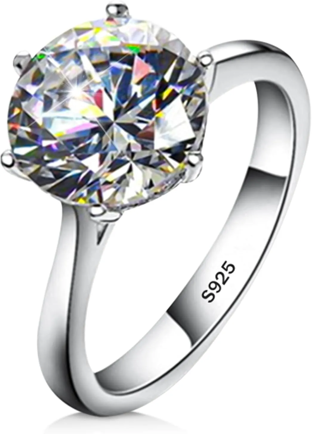AINUOSHI 1/2/3/4 Carat Moissanite Engagement Rings for Women, 925 Sterling Silver Solitaire Round Cut (10mm) Diamond Wedding Band D-E Color Grade Gift for Wedding Anniversary