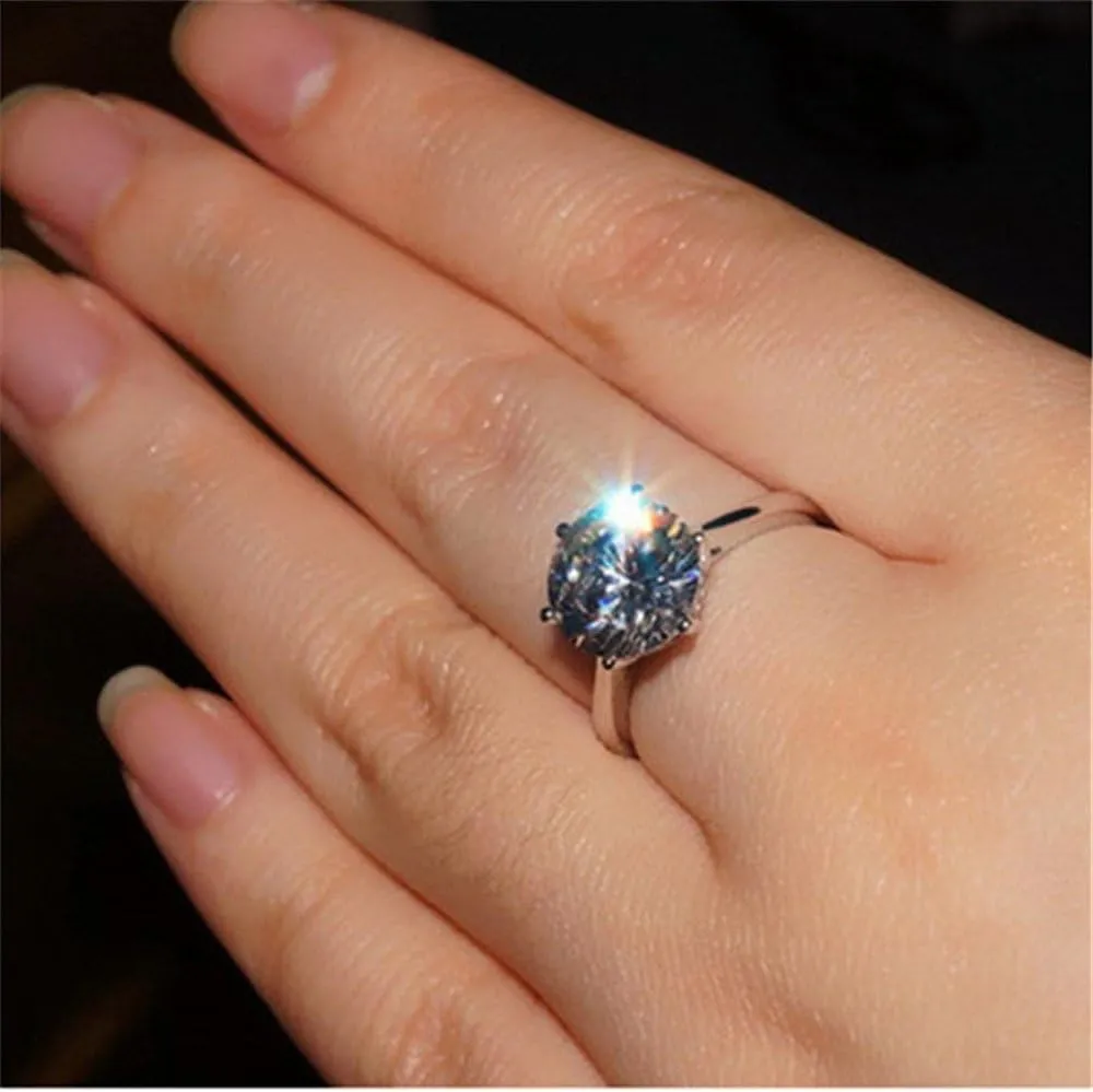 AINUOSHI 1/2/3/4 Carat Moissanite Engagement Rings for Women, 925 Sterling Silver Solitaire Round Cut (10mm) Diamond Wedding Band D-E Color Grade Gift for Wedding Anniversary