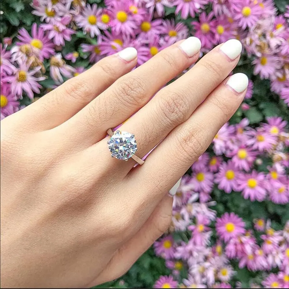 AINUOSHI 1/2/3/4 Carat Moissanite Engagement Rings for Women, 925 Sterling Silver Solitaire Round Cut (10mm) Diamond Wedding Band D-E Color Grade Gift for Wedding Anniversary