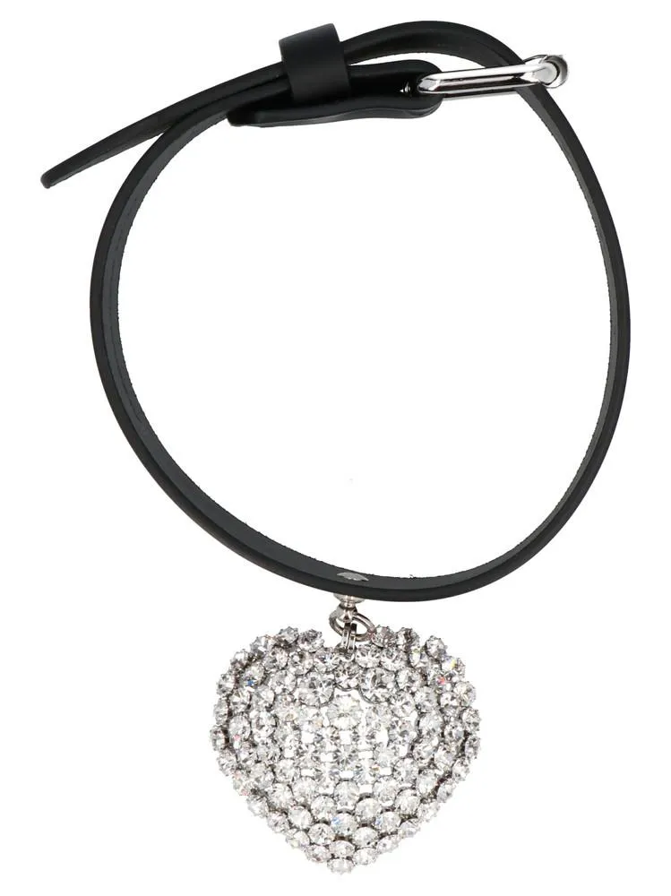 Alessandra Rich Embellished Heart Charm Choker