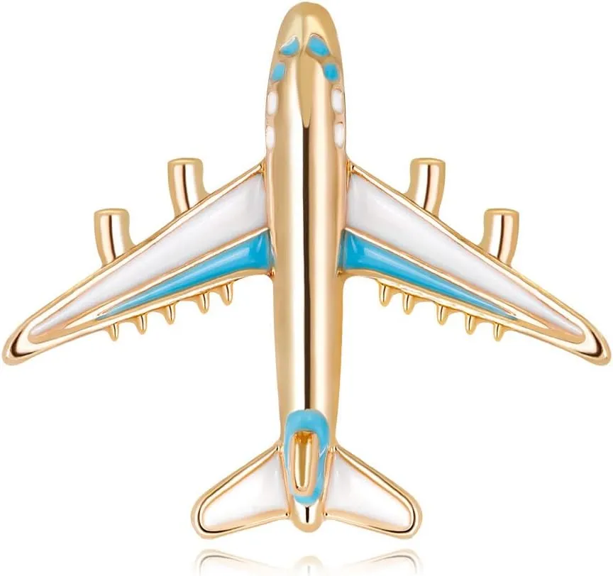 Alloy Airplane Brooch Pins Enamel Plane Brooches For Women Men Costumes Aircraft Brooch Blue Convenient and practical