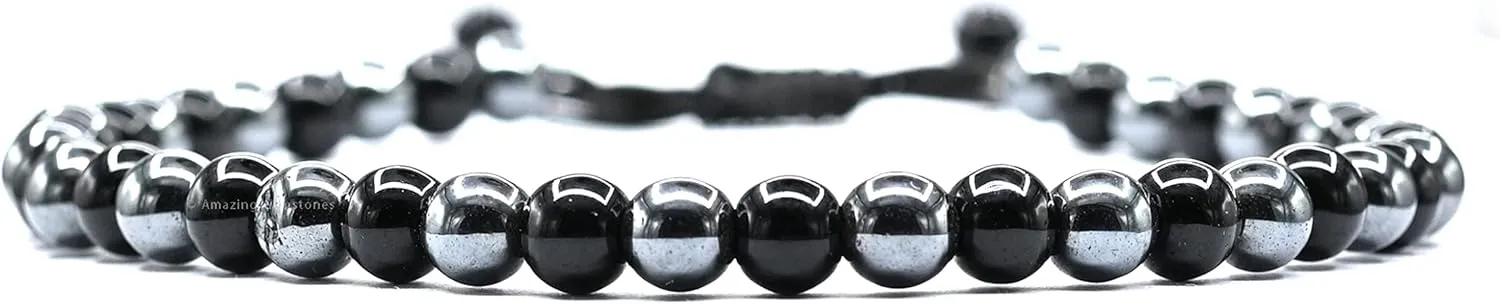 Amazing Gemstone Magnetic Lymph Detox Bracelet - Anti Swelling Black Obsidian Anklet For Swelling - Adjustable Magnetic Ankle Bracelets, Multi Purpose Antiswelling Obsidian Anklet