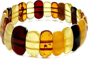 Amber Stretch Bracelet for Women  7 - Unique Stone Cut Bracelet Amber Stone Jewelry for Adults