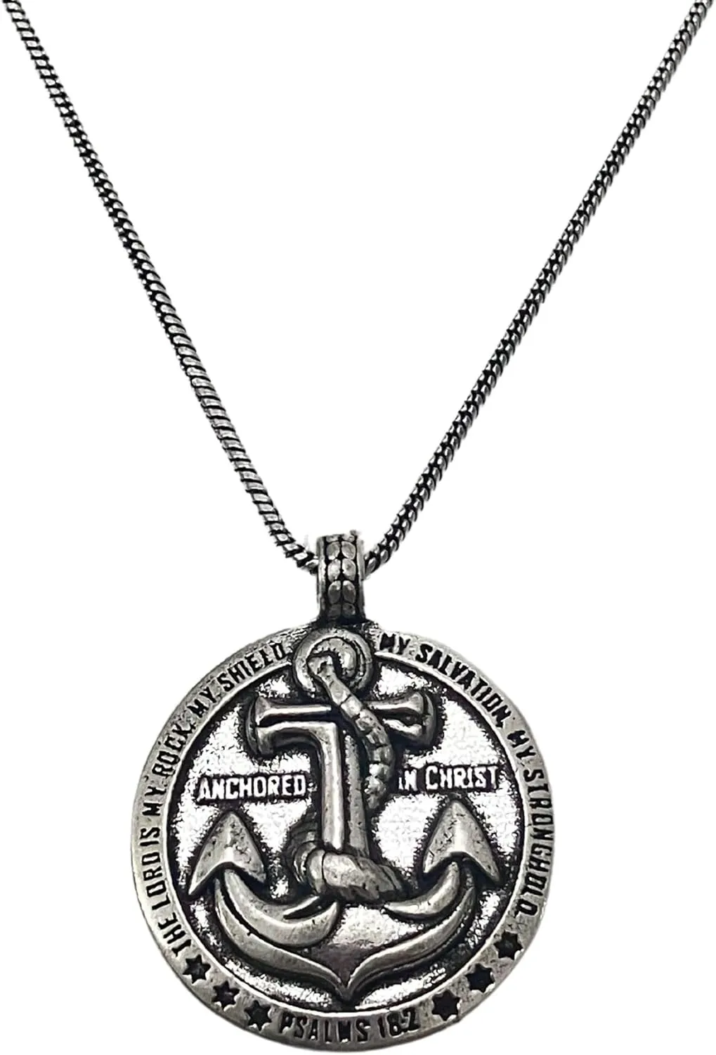 Anchored in Christ - Religious Gifts Pendant for Men & Women | PSALM 18:2 Locket with Chain Christian Gift