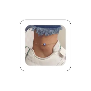 Andelaisi Boho Evil Eye Ankle Bracelet Gold Evil Eye Anklet Bracelet Vintage Chain Anklet Bracelet Minimalism Blue Eye Foot Chain Jewelry for Women Amulet Gifts(Style A)