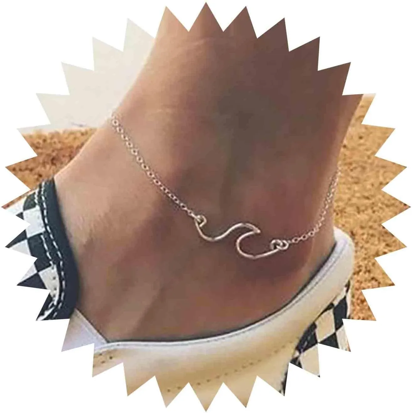 Andelaisi Boho Wave Ankle Bracelet Ocean Wave Anklet Bracelet Vintage Silver Wave Chain Anklet Minimalism Anklet Foot Chain Jewelry for Women