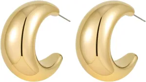 Apsvo Extra Large Drop Earring, Oversized Chunky Gold Hoop Earrings for Women, Lightweight Hypoallergenic Gold Plated Big Earrings Fashion Jewelry