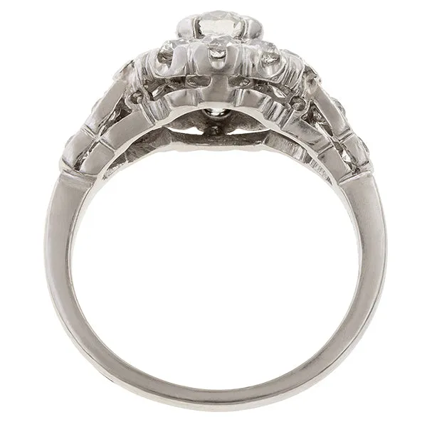 Art Deco Diamond Cluster Ring, Old Euro 0.43ct.