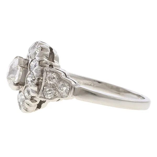 Art Deco Diamond Cluster Ring, Old Euro 0.43ct.