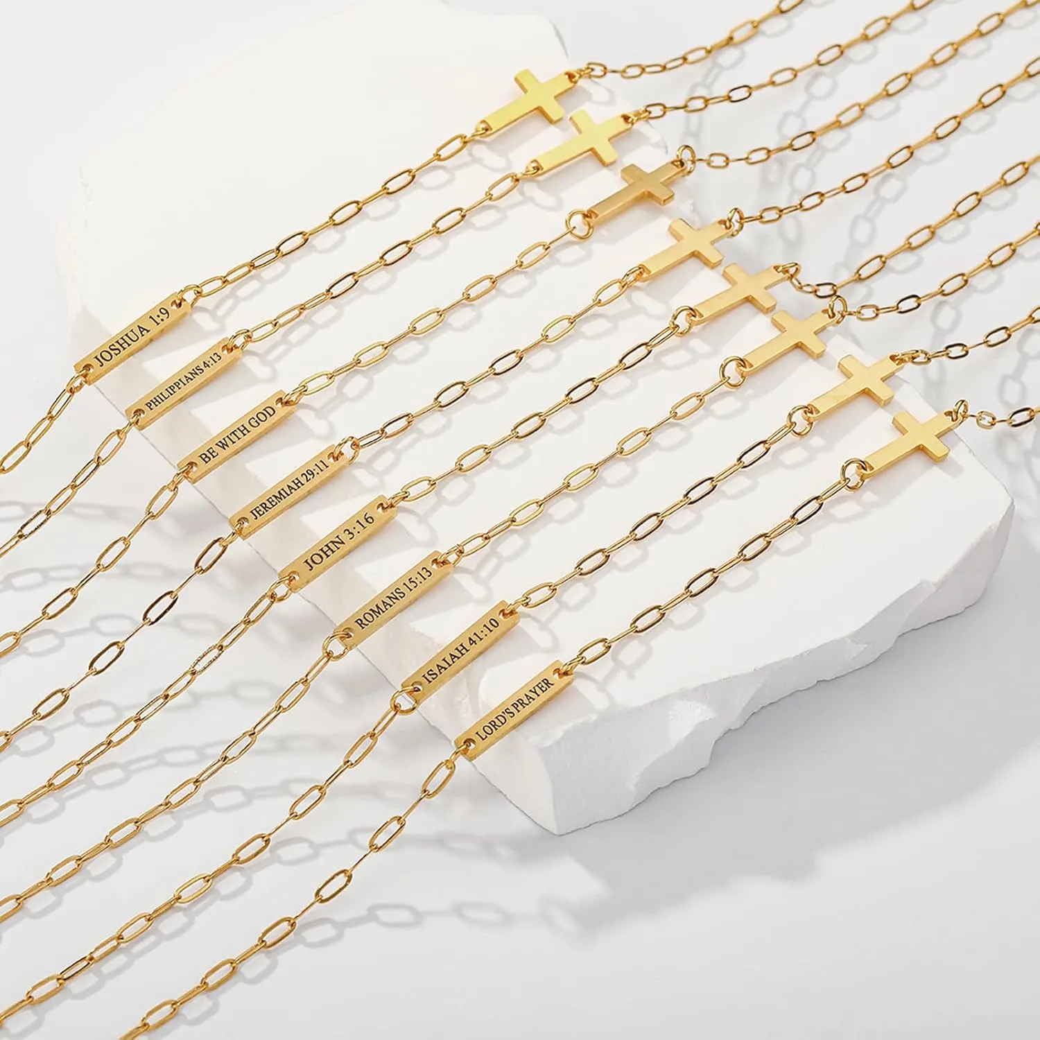 Ascona Gold Cross Necklace for WomenGold Plated Dainty Christian Faith Necklace Jewelry Sideways Tiny Cross Necklace Religious Gifts for Women