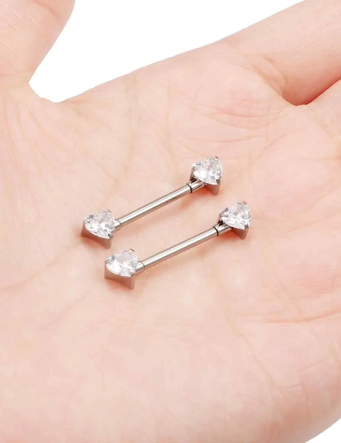 ASTM F136 Titanium Multicolor Heart CZ 14G Internally Threaded Nipple Piercing Rings Barbells Jewelry for Women Hypoallergenic