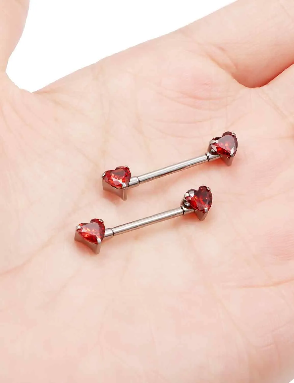 ASTM F136 Titanium Multicolor Heart CZ 14G Internally Threaded Nipple Piercing Rings Barbells Jewelry for Women Hypoallergenic