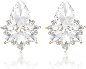 ATIMIGO Vintage Rhinestone Drop Earrings Elegant Crystal Cluster Art Deco Hypoallergenic Wedding Bridal Earrings for Women Brids Bridsmaids Prom Formal