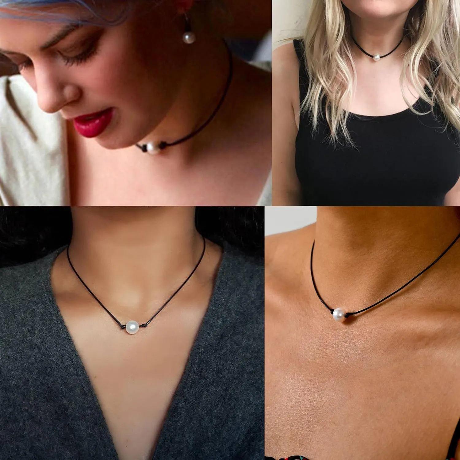 ATIMIGO White Puka Shell Hawaiian Cowrie Shell Pearl Beach Choker Handmade Adjustable Summer Clavicle Necklace - Surfer Jewelry for Women & Men