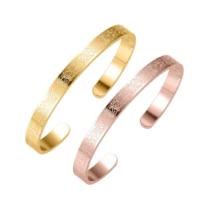 AYATUL KURSI CUFF | WOMEN Serenity Prayer Personalised Bracelet Allah Islam Muslim Arab Stainless Steel Deep Engraved Bangle (1 Rose gold 1 Gold)