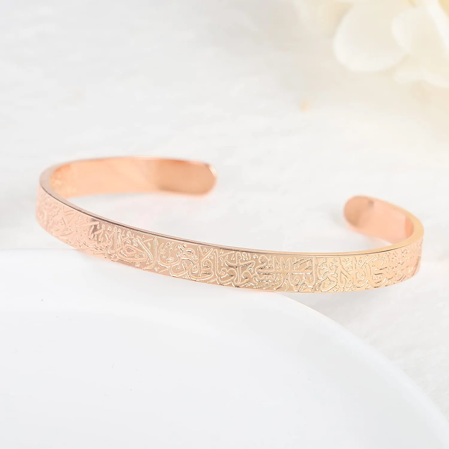 AYATUL KURSI CUFF | WOMEN Serenity Prayer Personalised Bracelet Allah Islam Muslim Arab Stainless Steel Deep Engraved Bangle (2 Steel color 1 Black)
