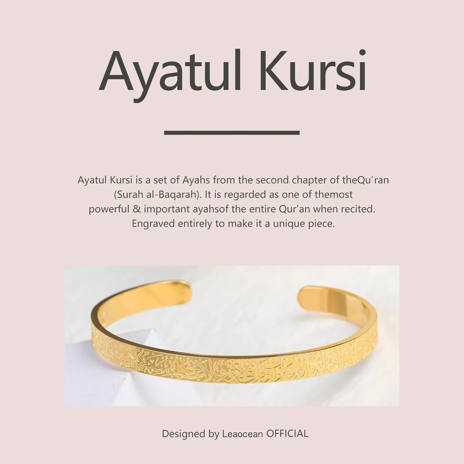 AYATUL KURSI CUFF | WOMEN Serenity Prayer Personalised Bracelet Allah Islam Muslim Arab Stainless Steel Deep Engraved Bangle (2 Steel color 1 Black)