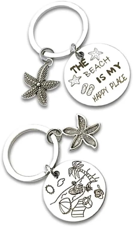 Beach Keychain Beach Lover Keychain Keychian Anniversary for Sister Bestie Birthday Keyring Gift for Teen Girls Graduation Silver Charm Gift Vacation