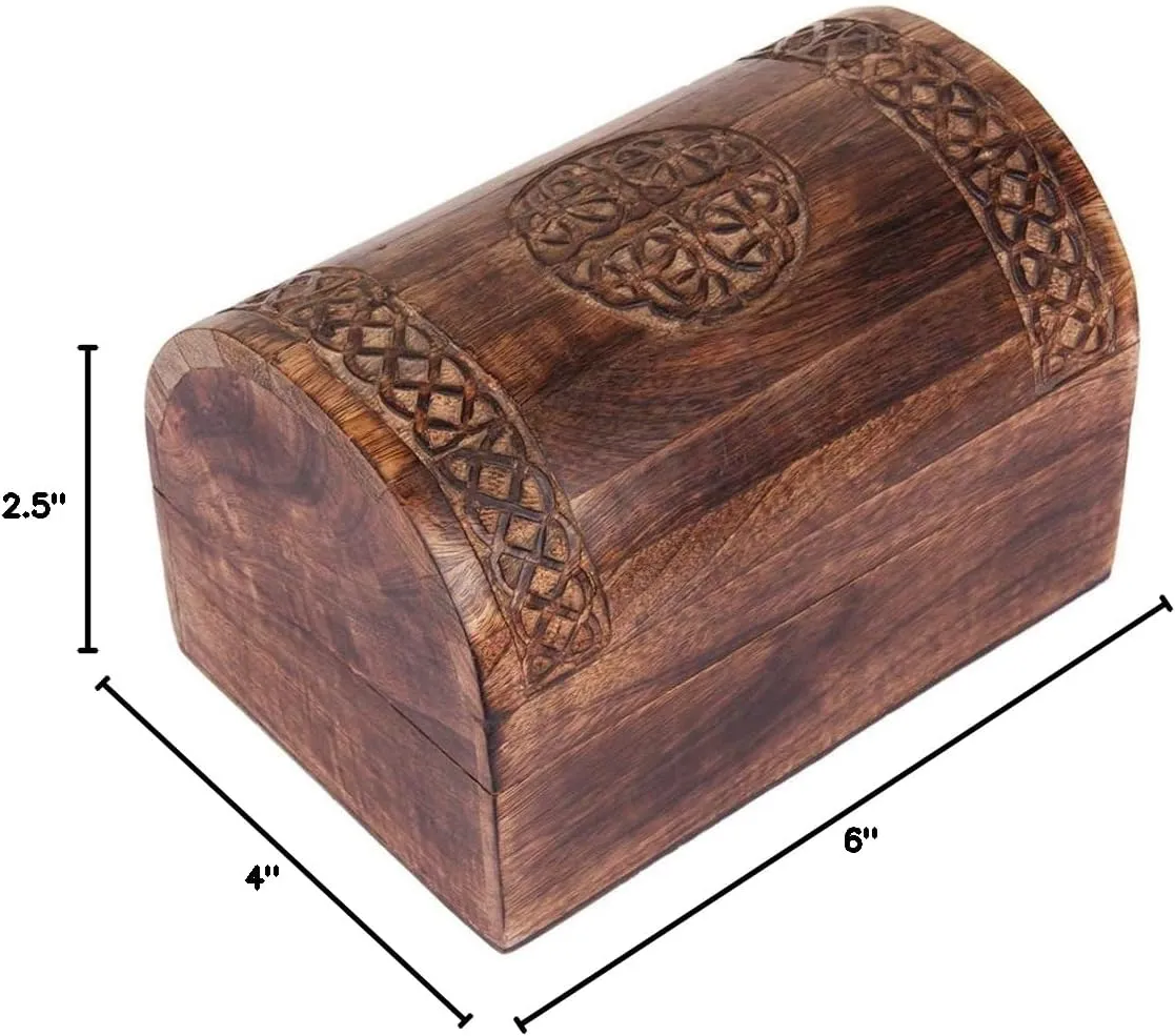 Beautiful Birthday Gift Ideas Handmade Decorative Wooden Jewelry Box With Celtic Carving Jewelry Organizer Keepsake Box Treasure Chest Trinket Holder Watch Box Storage Box 9 x 6 Inches