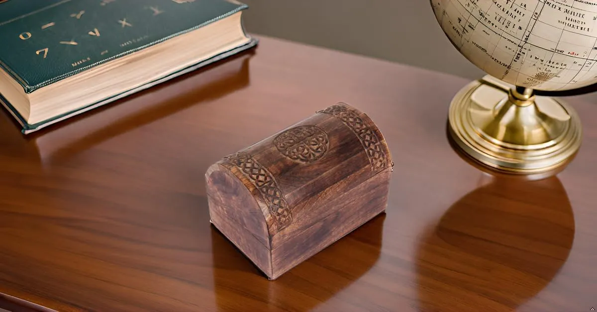 Beautiful Birthday Gift Ideas Handmade Decorative Wooden Jewelry Box With Celtic Carving Jewelry Organizer Keepsake Box Treasure Chest Trinket Holder Watch Box Storage Box 9 x 6 Inches