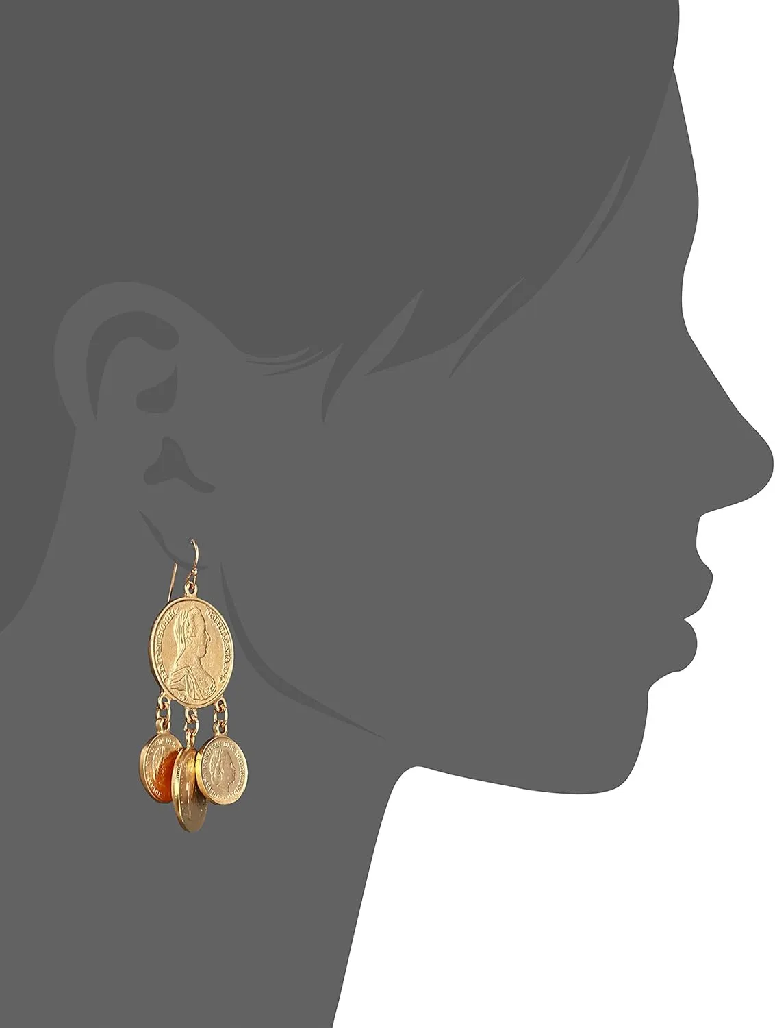 Ben-Amun Moroccan Coin Vintage Dangle Earrings, New York Fashion 24K Gold Plated Jewelry