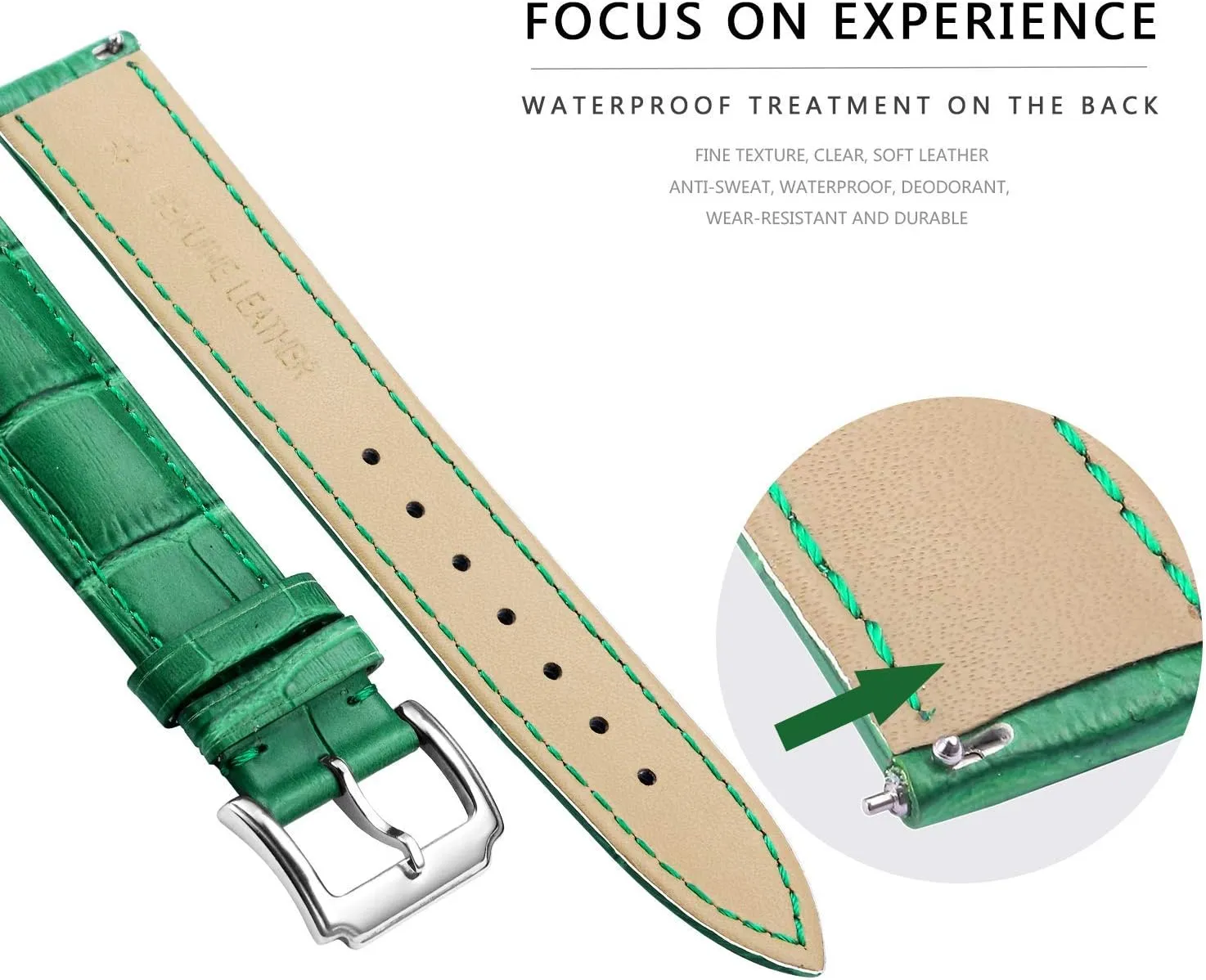BINLUN Genuine Leather Watch Bands Women Men Quick Release Leather Watch Straps Replacement with 12 Colors Option (10mm, 12mm, 14mm, 15mm, 16mm, 17mm, 18mm, 19mm, 20mm, 21mm, 22mm, 23mm)