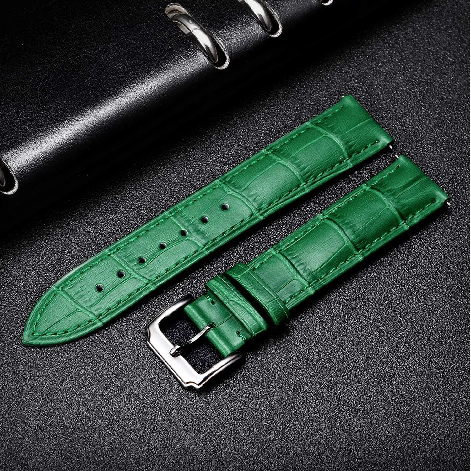 BINLUN Genuine Leather Watch Bands Women Men Quick Release Leather Watch Straps Replacement with 12 Colors Option (10mm, 12mm, 14mm, 15mm, 16mm, 17mm, 18mm, 19mm, 20mm, 21mm, 22mm, 23mm)