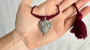 Birds Amulet Necklace. Antique. India. Sterling Silver. 1070.