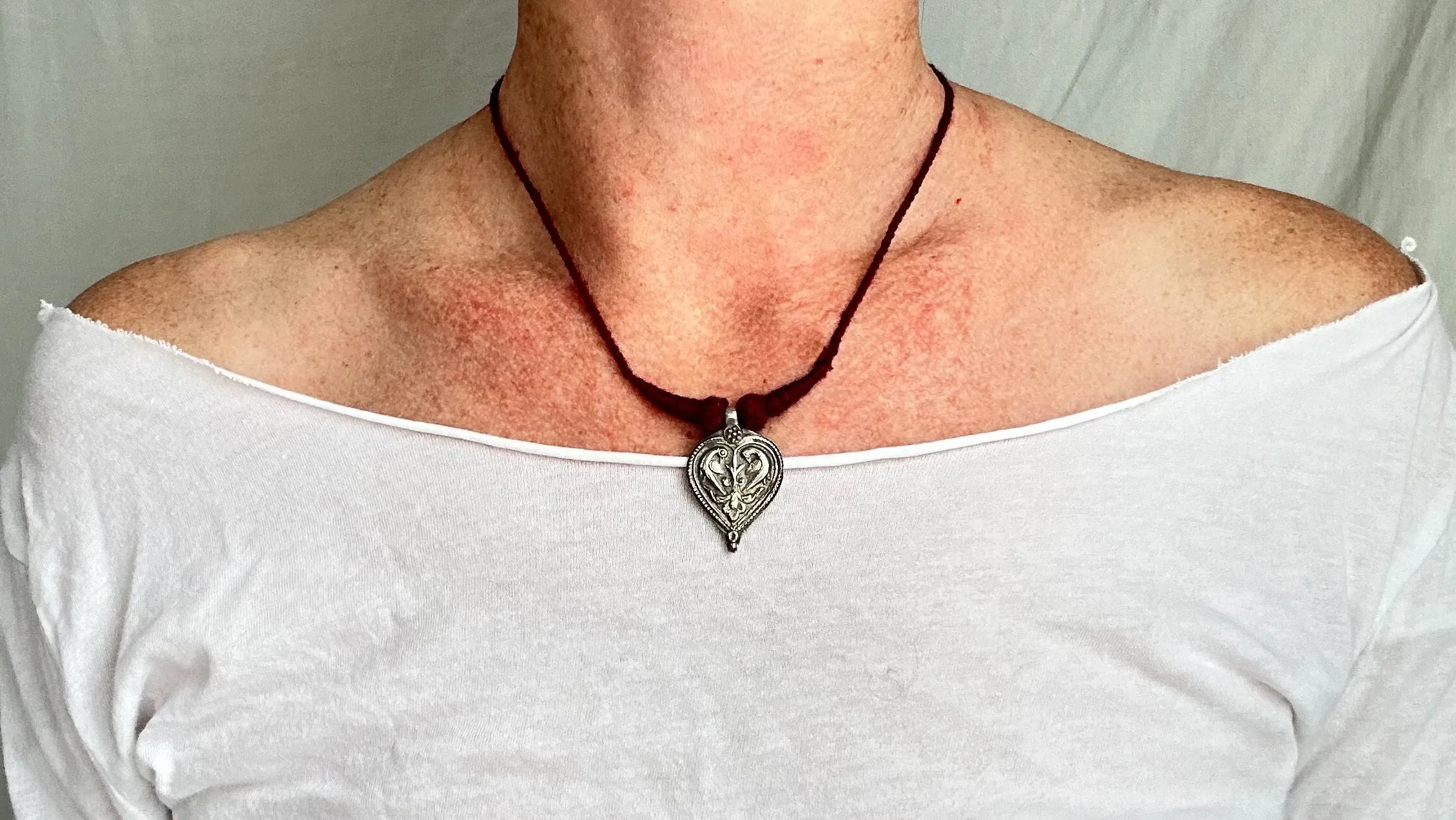 Birds Amulet Necklace. Antique. India. Sterling Silver. 1070.