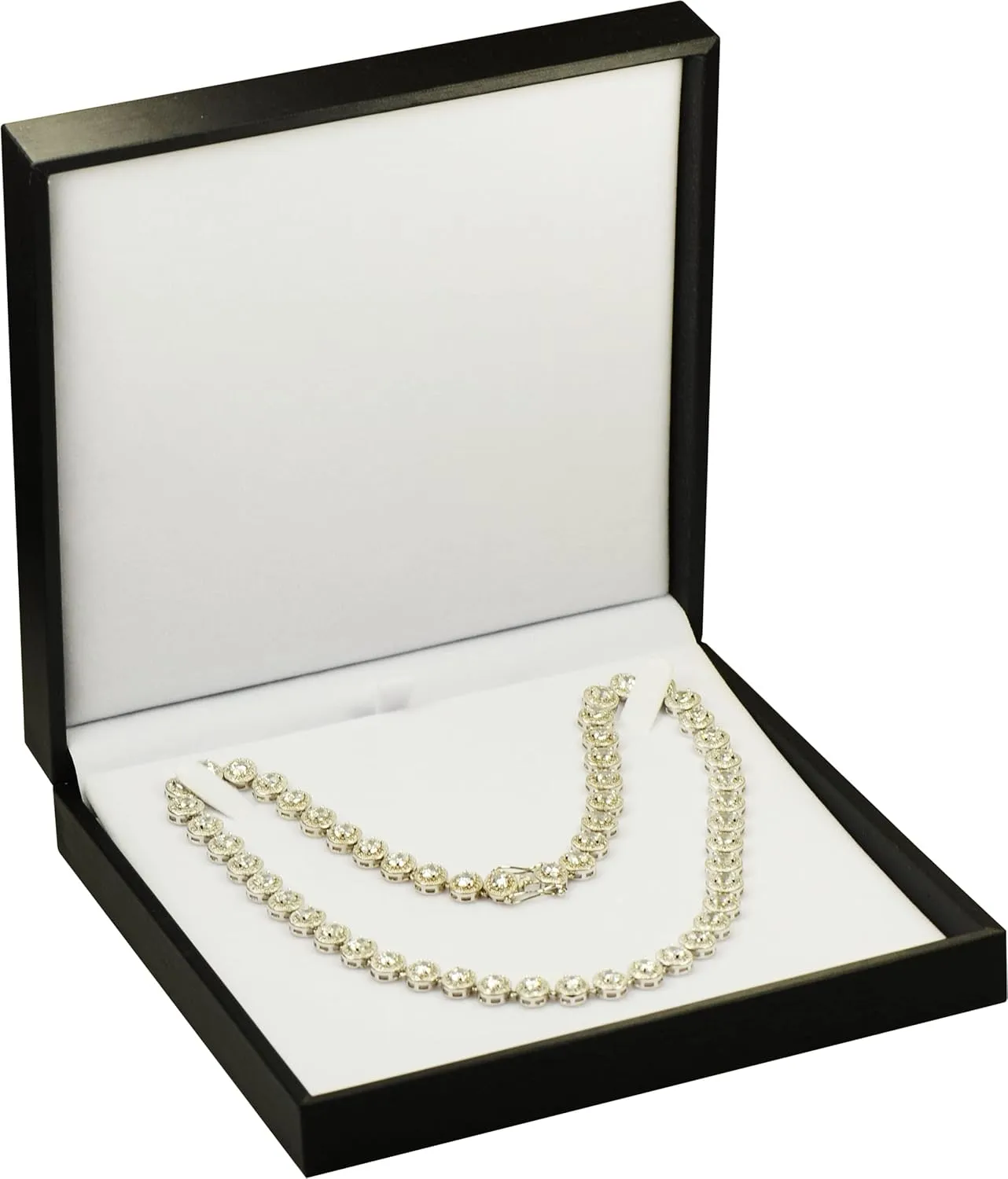 Black Color Big Necklace Chain Gift Box Luxury Soft Touch PU Leather Material Necklace Storage Box Size 6.42"(W)*6.42(D)*1.57(H)