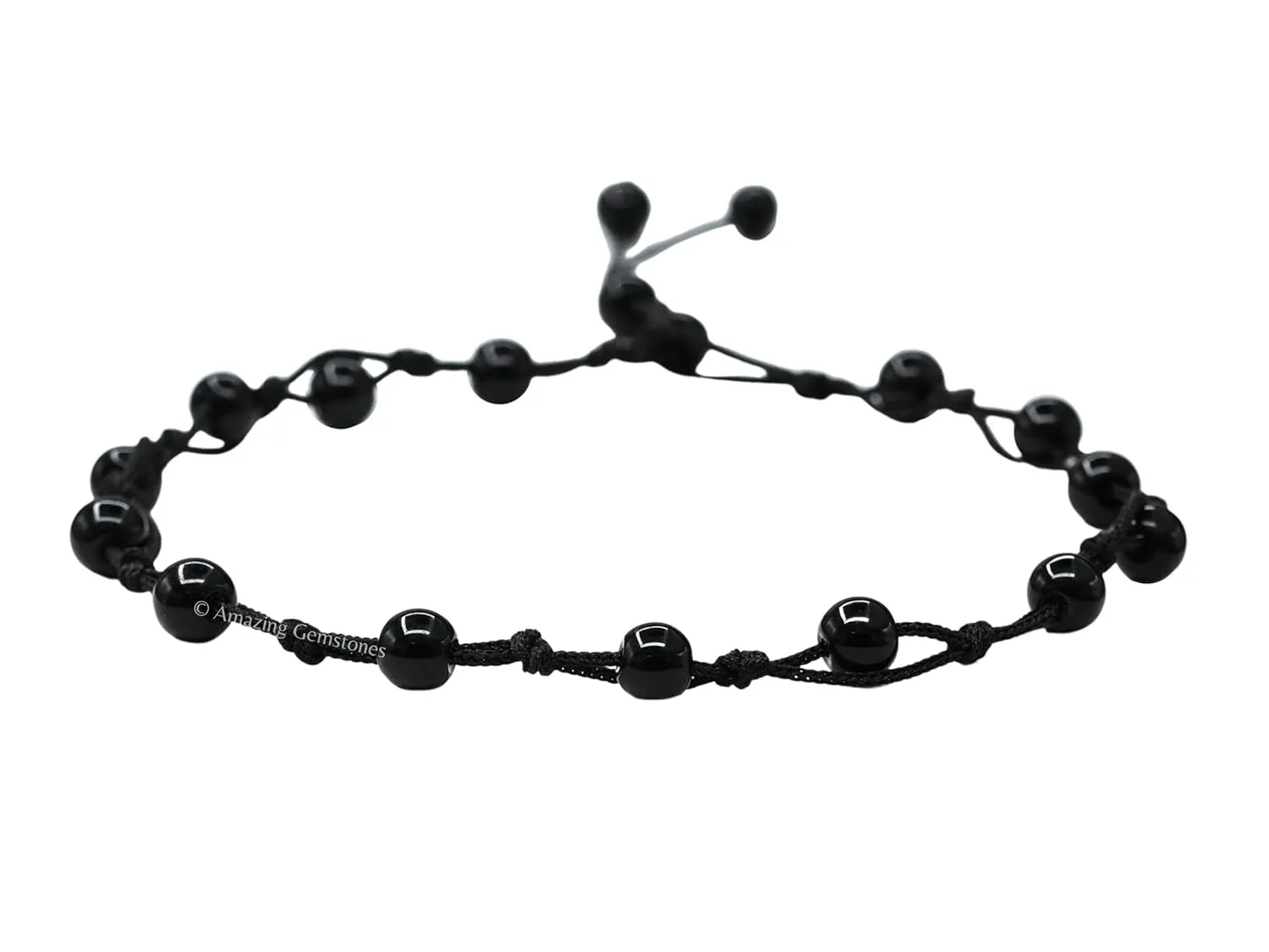 Black Obsidian Anklet Ankle Bracelets for Women - Waterproof Beaded Healing Crystal Anklets, Plus Size Chakra Gemstone Bead Anklet (Stretchy Adjustable - Hand Knotted)