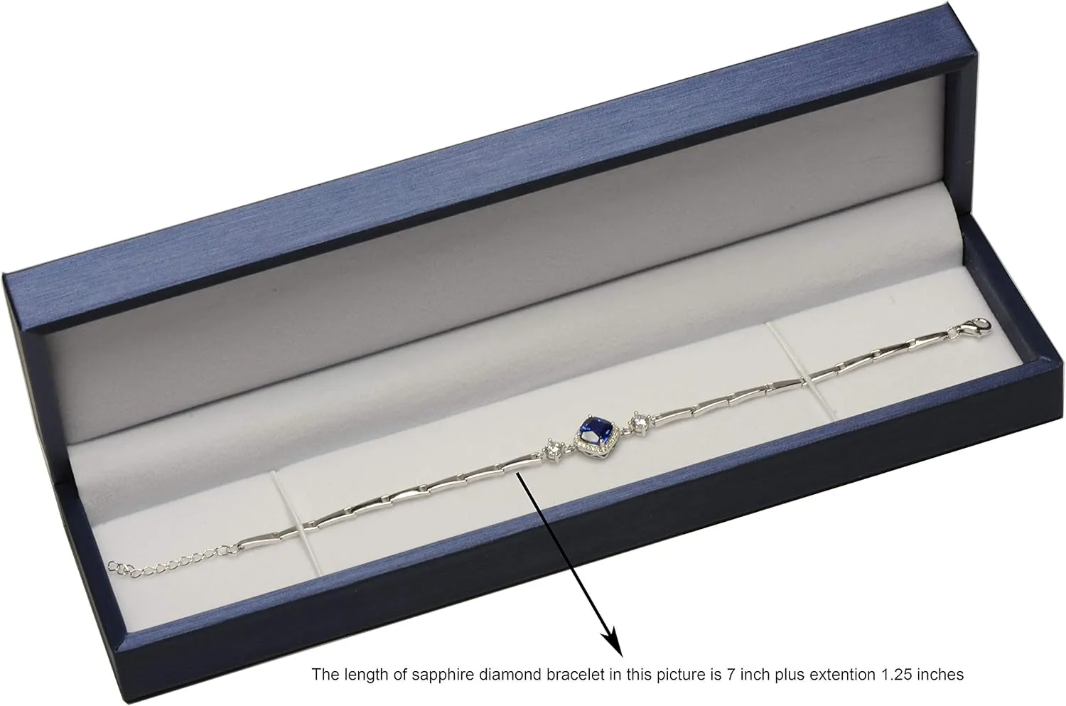 Blue Bracelet Necklace Chain Gift Box Luxury Soft Touch PU Leather Material Long Bracelet Display Storage Box Size 8.75(W)*2.28(D)*1.45(H)