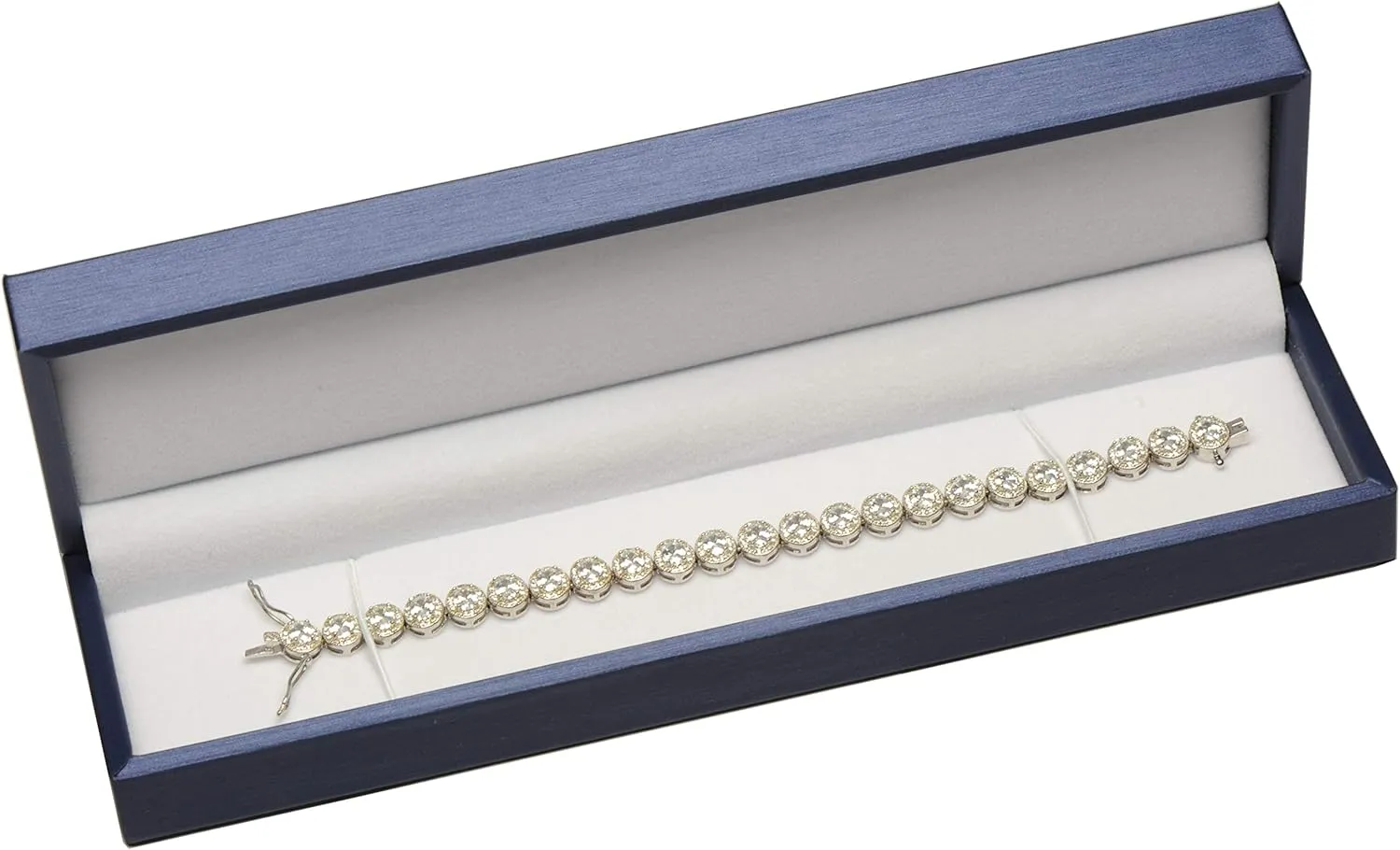 Blue Bracelet Necklace Chain Gift Box Luxury Soft Touch PU Leather Material Long Bracelet Display Storage Box Size 8.75(W)*2.28(D)*1.45(H)