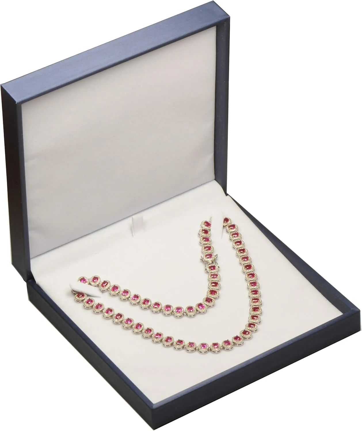 Blue Color Big Necklace Chain Gift Box Luxury Soft Touch PU Leather Material Necklace Storage Box Size 6.42"(W)*6.42(D)*1.57(H)