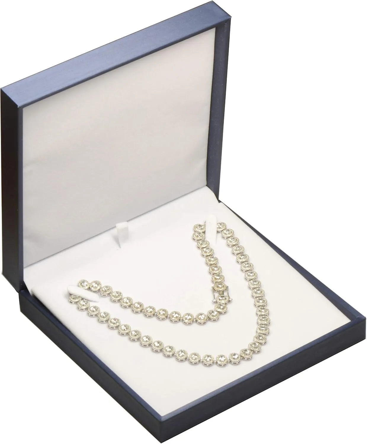 Blue Color Big Necklace Chain Gift Box Luxury Soft Touch PU Leather Material Necklace Storage Box Size 6.42"(W)*6.42(D)*1.57(H)
