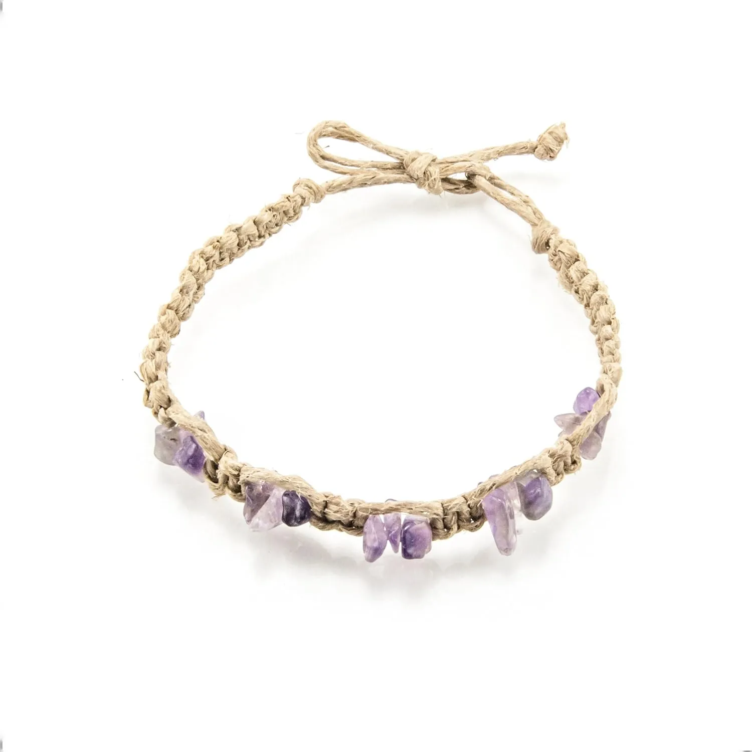 BlueRica Hemp Anklet with Amethyst Chips