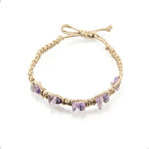 BlueRica Hemp Anklet with Amethyst Chips