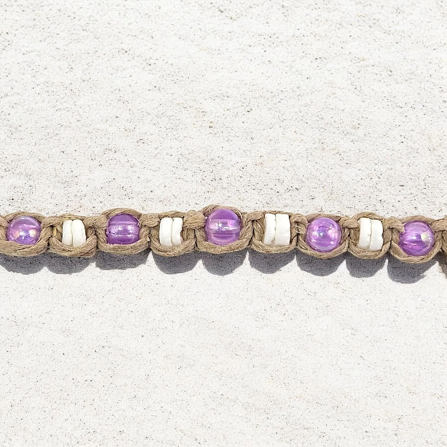 BlueRica Hemp Anklet with Puka Shells & Glowbeads