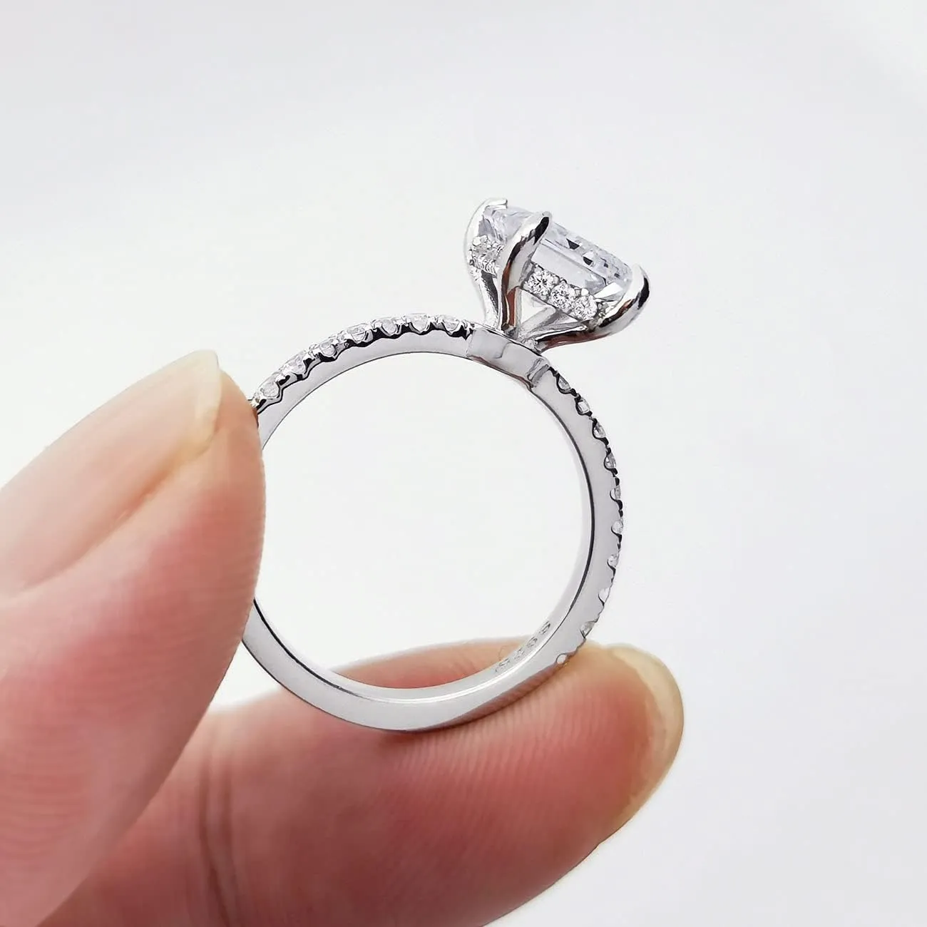 Bo.Dream Cushion/Princess/Emerald Cut Cubic Zirconia Engagement Rings for Women Platinum Plated Sterling Silver