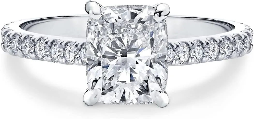 Bo.Dream Cushion/Princess/Emerald Cut Cubic Zirconia Engagement Rings for Women Platinum Plated Sterling Silver