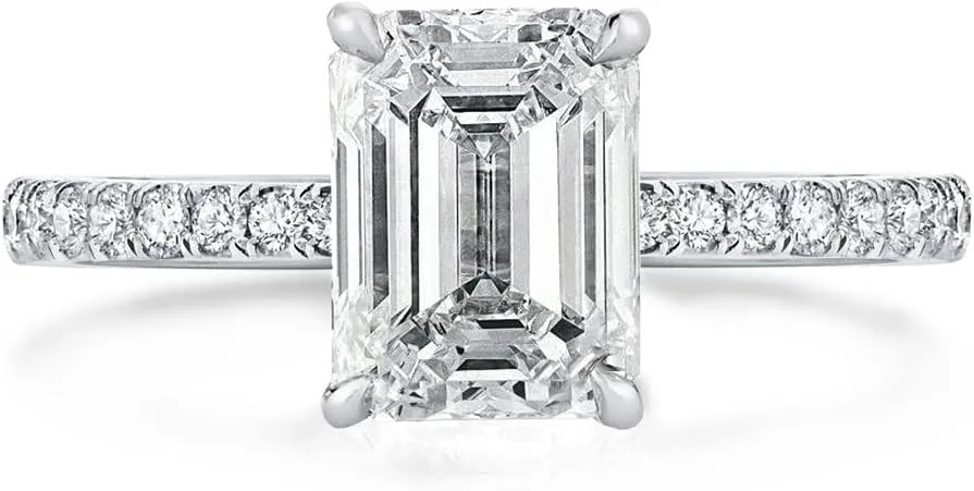 Bo.Dream Cushion/Princess/Emerald Cut Cubic Zirconia Engagement Rings for Women Platinum Plated Sterling Silver