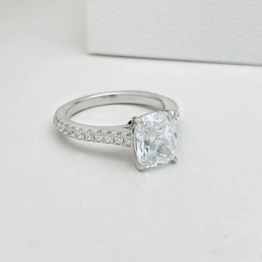 Bo.Dream Cushion/Princess/Emerald Cut Cubic Zirconia Engagement Rings for Women Platinum Plated Sterling Silver